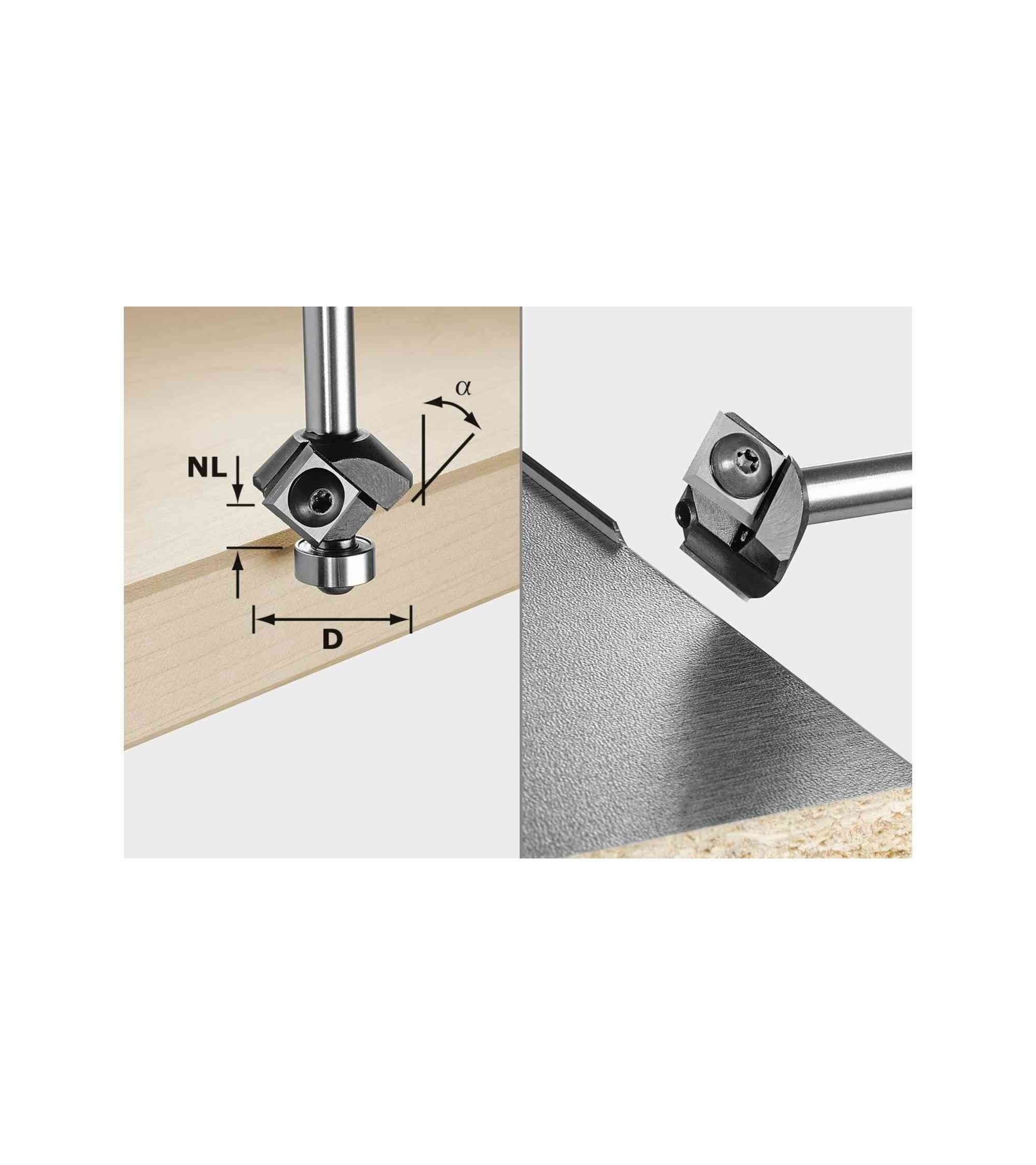 Festool Chamfer cutter with reversible blades S8 HW 45° D27 12x12 KL, KAINA BE PVM: 120.402, KODAS: 499807 | 001