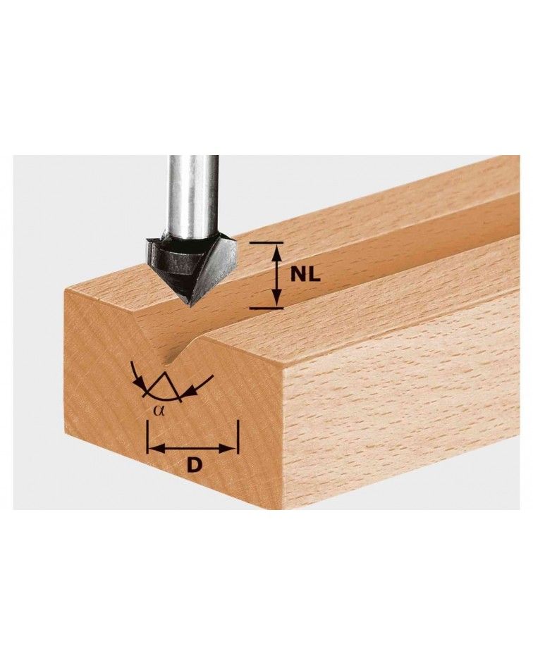 Festool V-groove cutter HS S8 D11/9,5/60°, KAINA BE PVM: 15.624, KODAS: 490997 | 001