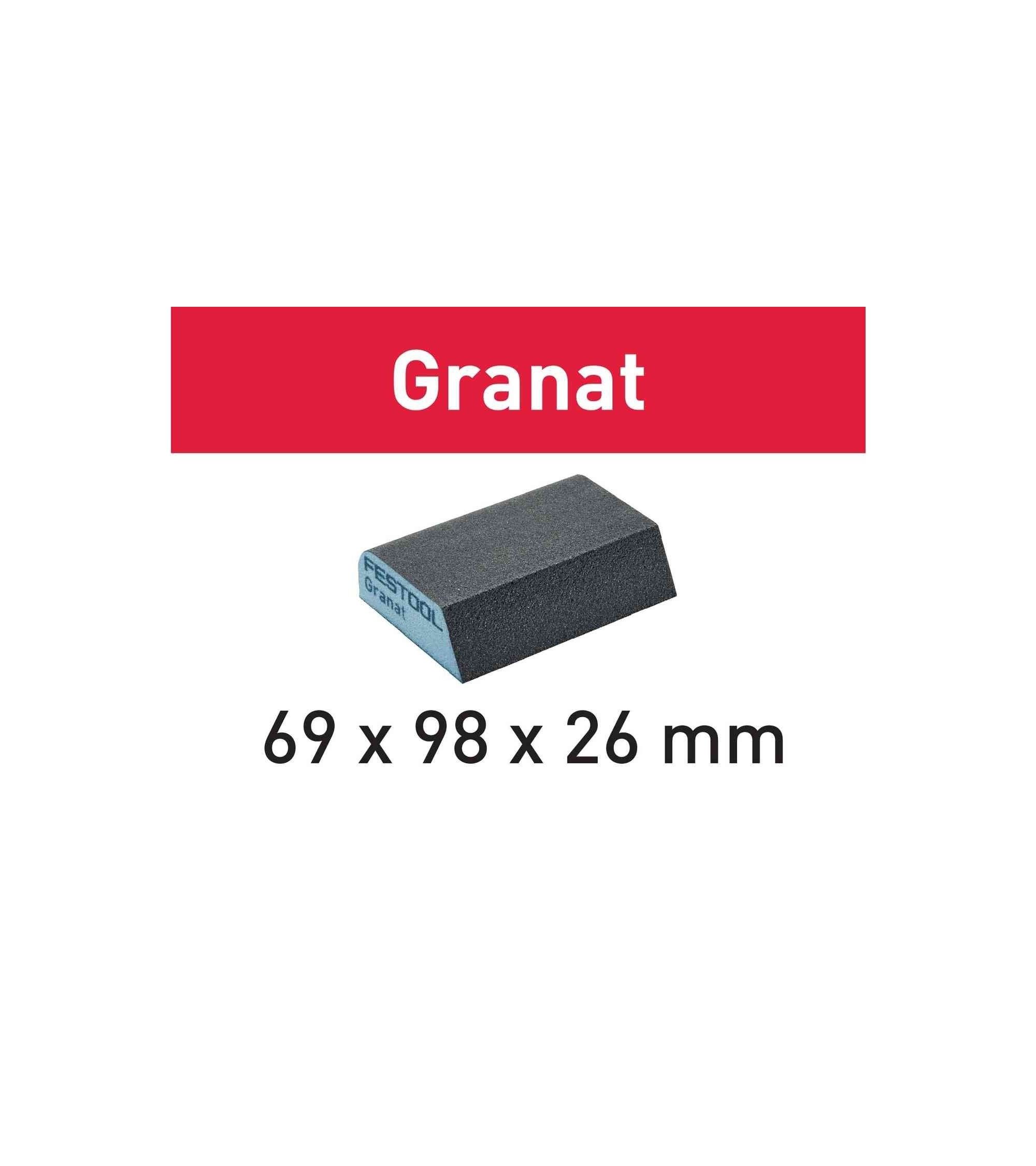 Festool Sanding block 69x98x26 120 CO GR/6 Granat, KAINA BE PVM: 7.407, KODAS: 201084 | 001