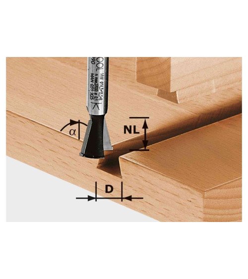 Festool Фреза «ласточкин хвост» HW S8 D14,3/13,5/15°, KAINA BE PVM: 46.89, KODAS: 490990 | 001