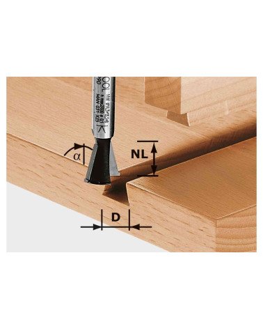 Festool Фреза «ласточкин хвост» HW S8 D14,3/13,5/15°, KAINA BE PVM: 46.89, KODAS: 490990 | 001