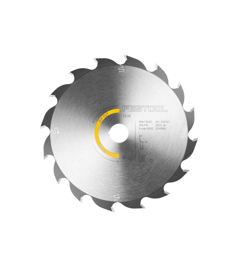 Festool Saw blade HW 168x1,8x20 PW16 WOOD RIP CUT, KAINA BE PVM: 53.832, KODAS: 205763 | 002