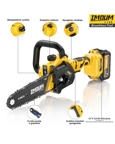 8" МИНИ ЦЕПНАЯ ПИЛА IMOUMLIVE, KAINA BE PVM: 119.834711, KODAS: DLJ-8P | 002