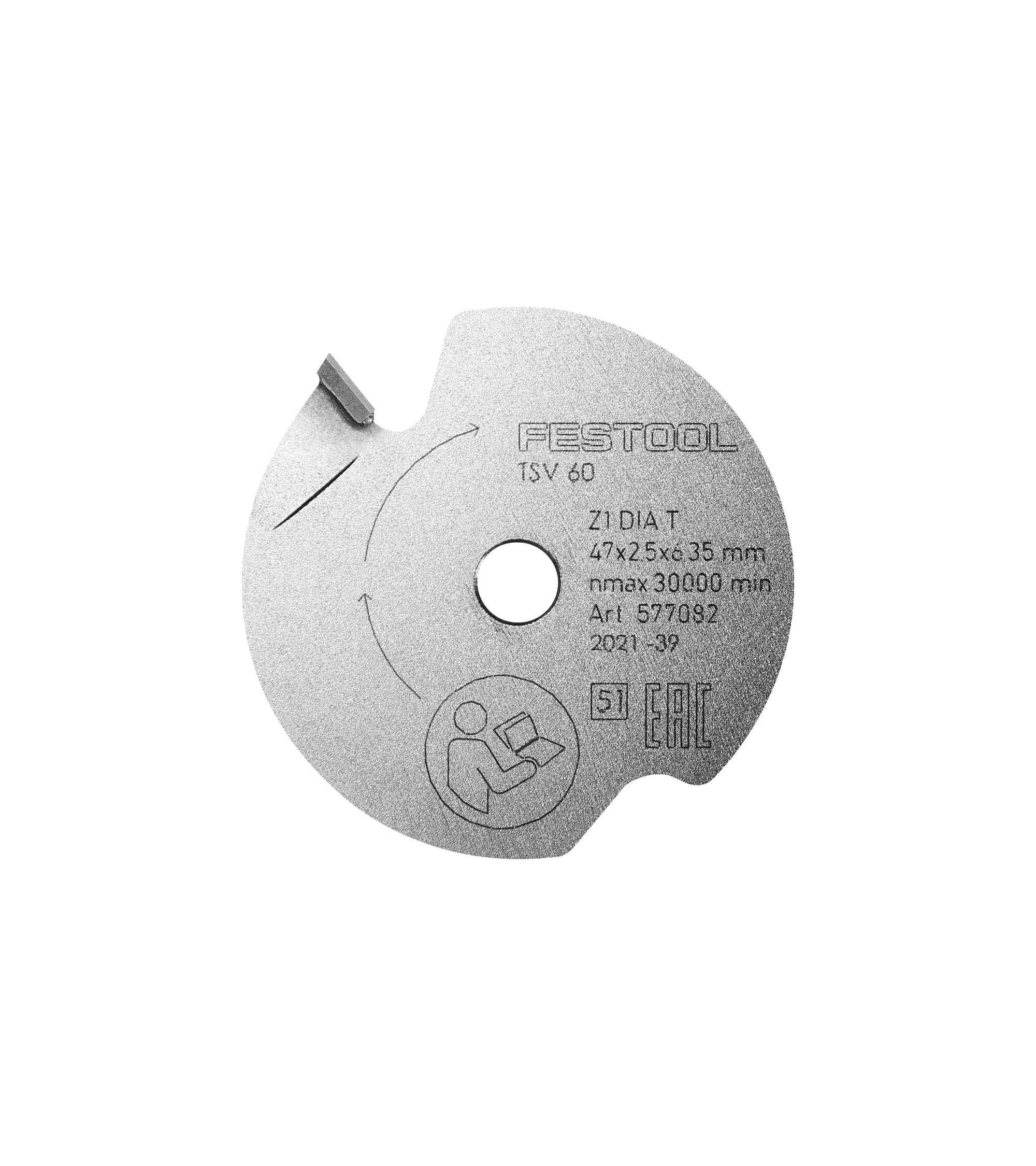 Festool Scoring saw blade DIA 47x2,5x6,35 T1, KAINA BE PVM: 50.456, KODAS: 577082 | 002