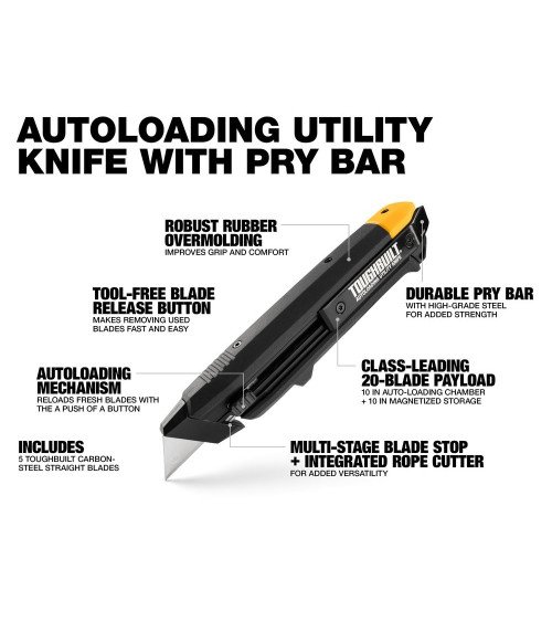 Auto-loading Utility Knife with Pry Bar  - 2