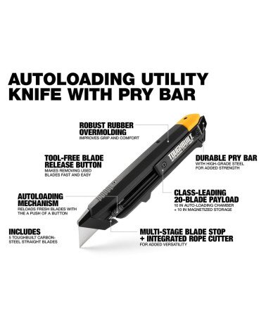 Auto-loading Utility Knife with Pry Bar  - 2